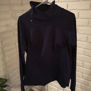 Hyba Ladies Size Large Purple High Neck Fitted Long Sleeves Athletic Top